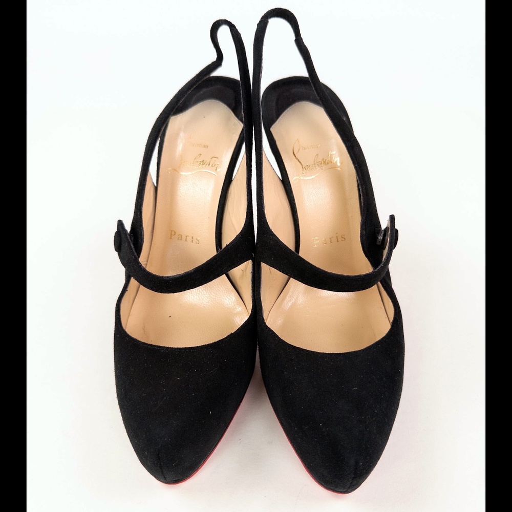 Christian Louboutin Rolande Boucle 120 Suede Slingback Pumps Casali Red Sole - Picture 6 of 7